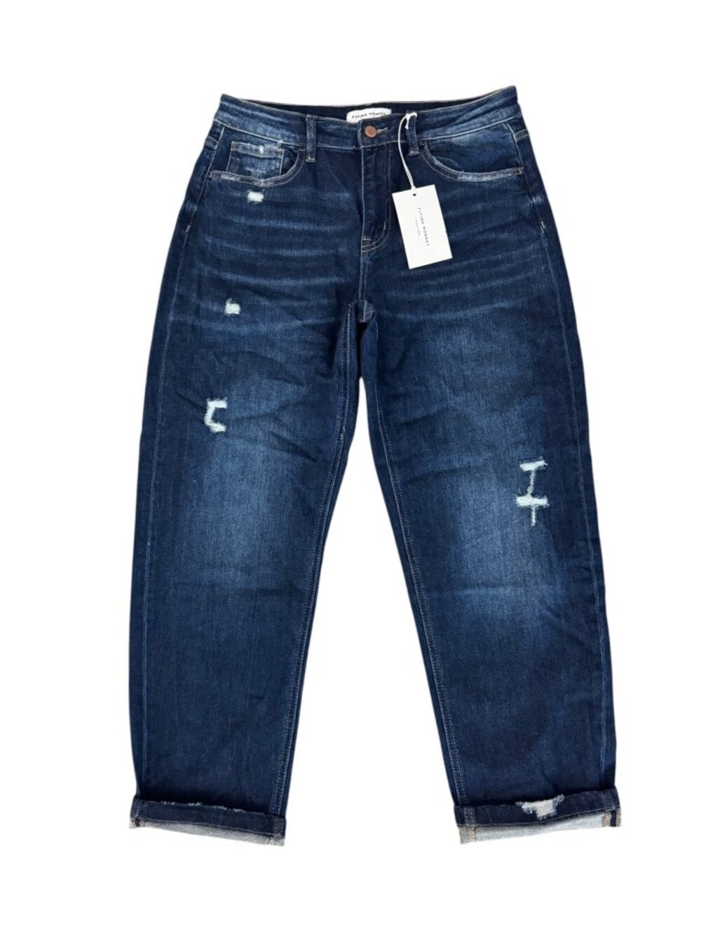 Flying Monkey New Boyfriend Mid High Rise Distressed Crop Barrel Jeans Size 29